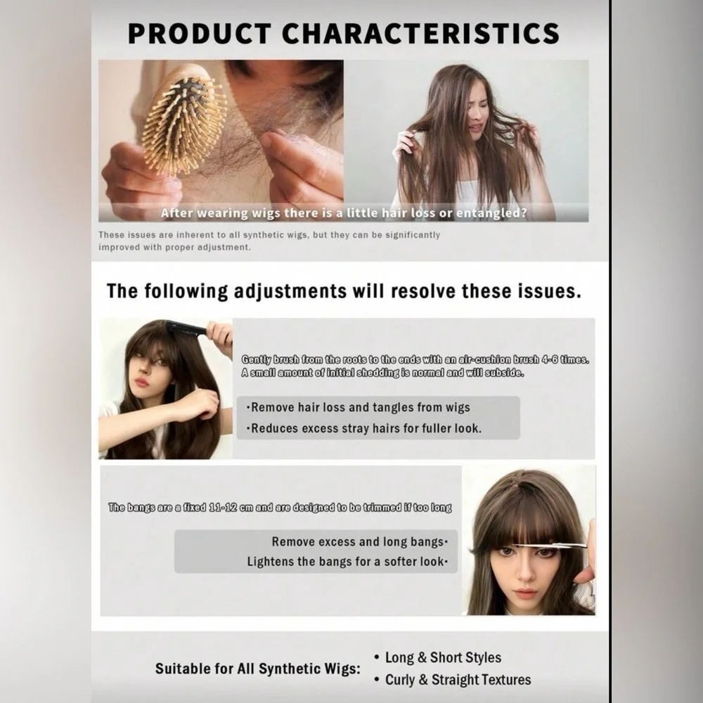 30” Long Synthetic Wig  Classic Wig Light Brown / Blonde Highlights - Realistic